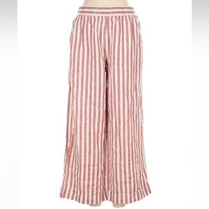 Rachel Zoe red & white striped linen wide leg pants -M